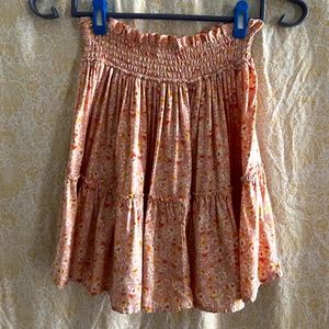 Pink floral print skirt